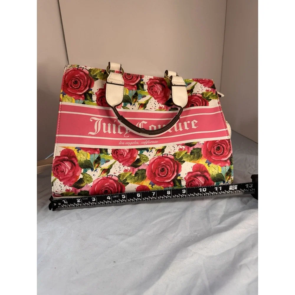 Juicy Couture Multi Rose Crossbody Gold Color‎ Hardware Pink & White Handles